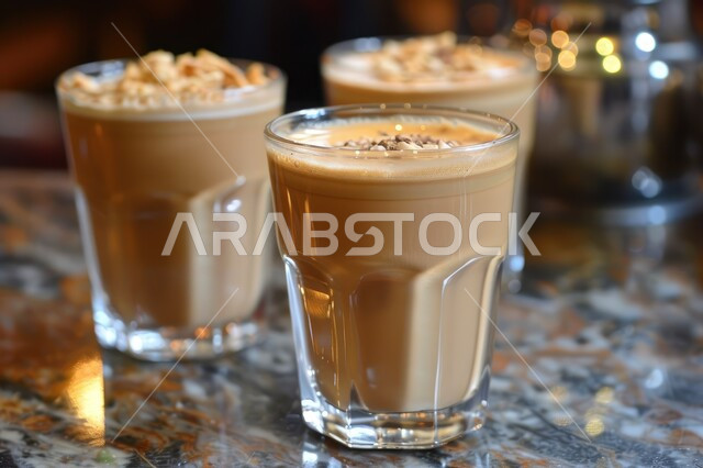 حسن الضيافه والإستقبال، صورة مقربة لأكواب شاي الكرك الهندي على لوح من البورسلان، الاستمتاع بالمشروبات الساخنة، مزيج الشاي الاسود والحليب مع الزنجبيل والتوابل الاخرى، ماسالا تشاي مع اعواد القرفة، فوائد ذات قيمة صحية