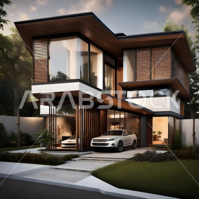  تصاميم عصرية مميزة للمجمع الخارجي، شقق و فلل سكنية فاخرة في السعودية، الفنون الهندسية المعمارية على الطراز الحديث والانيق، الاهتمام في زراعه الاشجار والنباتات الخضراء في حديقة مجمع سكني فاخر