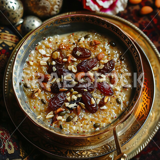 طبق من الحلوى التقليدية ذات النكهة الغنية مزينة بالمكسرات، فن اعداد وتقديم الأطباق، المأكولات العربية التقليدية الشعبية، حلويات من المطبخ السعودي، وصفات طعام لذيذة، تقديم الحلا في المناسبات والأعياد