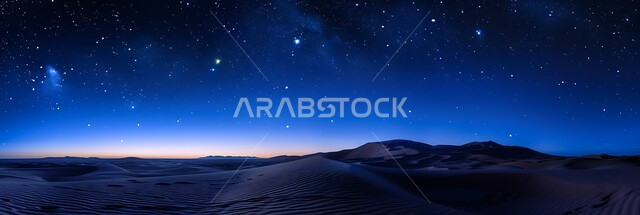  التضاريس والبيئة الصحراوية في الصحراء العربية، منظر لمجرة درب التبانة والنجوم اللامعة في سماء السعوديه, جبال ومرتفعات المملكة العربية السعودية في الليل، الكثبان الرملية الذهبية،  خلفية الطبيعة