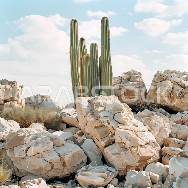  سلسلة الجبال والتكوينات والتشكلات الصخرية، نبات الصبار الشوكي في المناطق الصحراوية والكثبان الرملية في البراري، اماكن سياحية للسفاري في المملكة العربية السعودية، نمو النباتات الشوكية والاعشاب البرية في المحميات الطبيعية الصحراوية