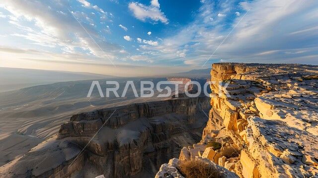 منظر الغيوم والسحب البيضاء في السماء فوق المحميات الطبيعية الصحراوية، سلسلة الجبال والتكوينات والتشكلات الصخرية في المناطق الصحراوية، الوديان والقمم الصخرية في البراري، معالم اثرية تاريخية قديمة، اماكن سياحية مشهورة في المملكة العربية السعودية