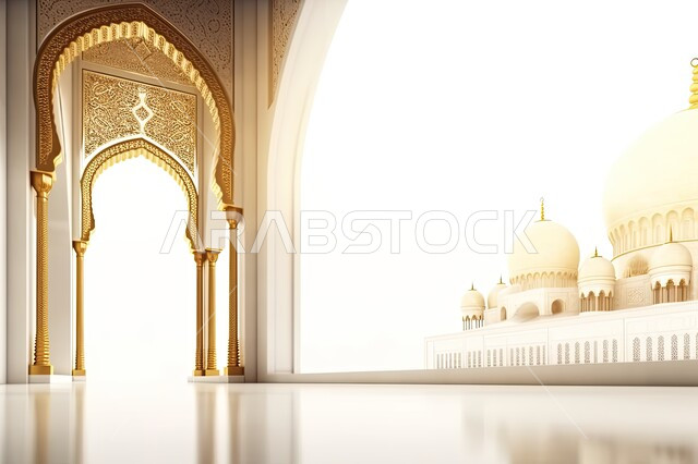 القبب والمآذن المتميزة، تصاميم و ديكورات على الطراز الاسلامي باللون الابيض، مفهوم العبادة والتقرب إلى الله، الفن الهندسي المعماري للمساجد، خلفيات دينية رمضانية