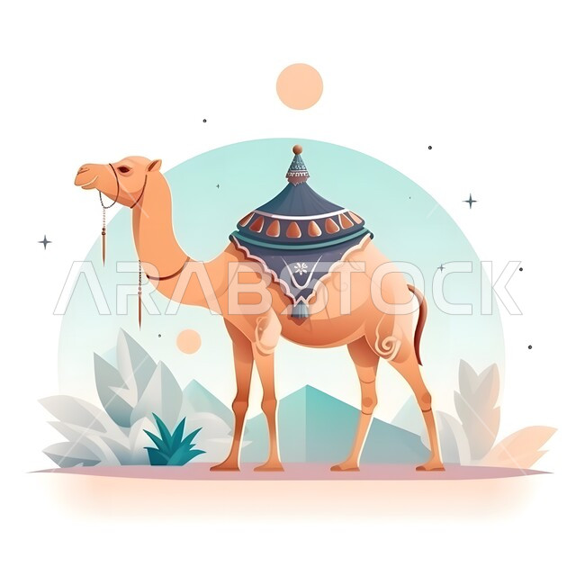 المناسبات والأعياد الاسلامية السعيدة، قربان عيد الأضحى المبارك، تربية المواشي والحيوانات في المحميات الطبيعيه, الاهتمام بالثدييات في المملكة، رسومات ثلاثية الابعاد لحيوان الجمل الاليف, خلفية طبيعة