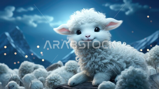 رسوم بيانية ثلاثية الابعاد لنعجة بيضاء, مجسم ثلاثي الابعاد لكبش أليف, الاهتمام في زراعة النباتات و الاشجار الخضراء, تربية المواشي والحيوانات في المحميات الطبيعيه, غنم عيد الأضحى المبارك, خلفية الطبيعه