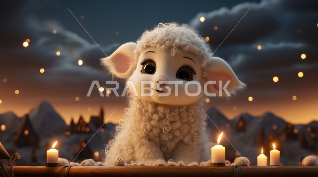 غنم عيد الأضحى المبارك, رسوم بيانية ثلاثية الابعاد لنعجة بيضاء مبتسمة, صورة مقربة لمجسم ثلاثي الابعاد لكبش أليف, تربية المواشي والحيوانات في المحميات الطبيعيه
