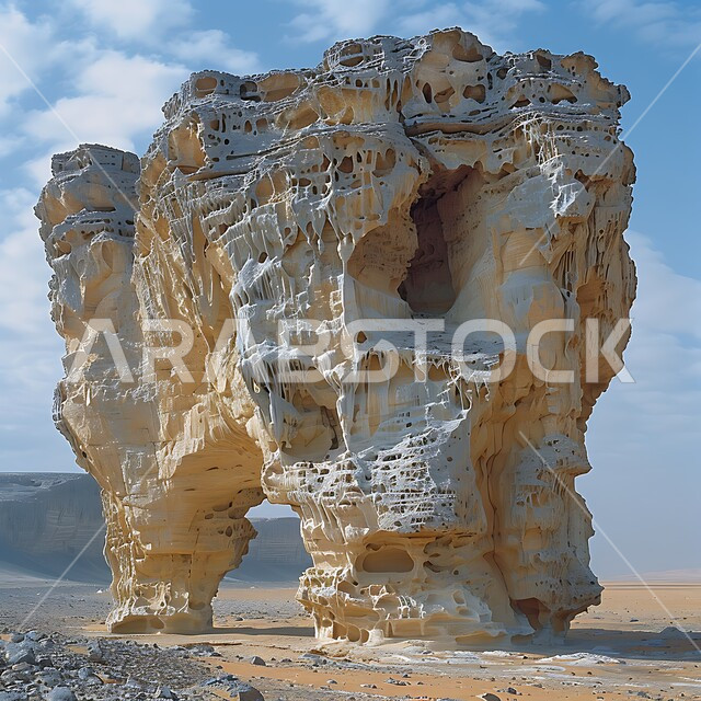 التكوينات الصخرية المتشكلة بفعل العوامل الجوية، تشكيل صخري من الحجر الرملي الطبيعي في صحراء، جذب السياح من شتى انحاء العالم، أماكن ومعالم سياحية، الآثار التاريخية الطبيعية في المملكة العربية السعودية