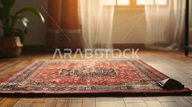  الجلسات الاسلامية الهادئة, أداء الفرائض والصلوات على وقتها, صورة مقربة لسجادة الصلاة, أجواء روحانية دينية, العبادة والتقرب إلى الله تعالى