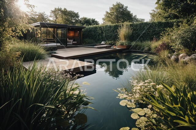  الفنون الهندسية المعمارية على الطراز الحديث والانيق، دمج التصاميم العصرية الحديثة بالطبيعة، شقق و فلل سكنية فاخرة في السعودية، الديكورات الخارجية الراقية لبركة السباحة، الاستمتاع بالمناظر الطبيعية، مناطق للاسترخاء والـتأمل