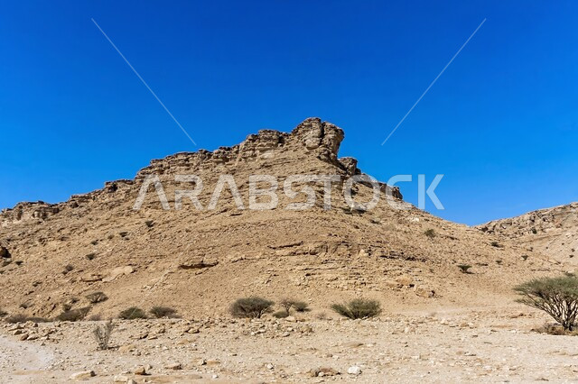 الجبال الرسوبية الطبيعية، التشكيلات والتكوينات الصخرية، مناطق اثرية تاريخية قديمة مشهورة في المملكة العربية السعودية، النباتات البرية الخضراء في الطبيعة الصحراوية، التضاريس والنحت الصخري في وادي شعيب 