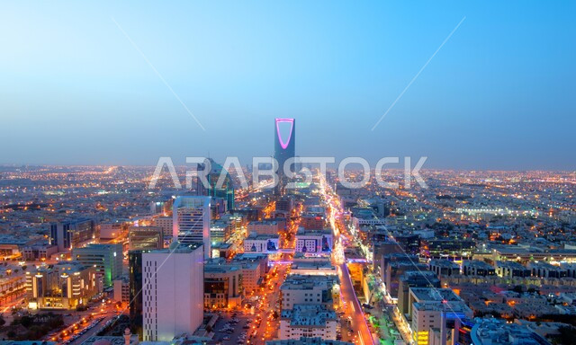 التقدم و التطور العمراني في المملكة العربية، أماكن و معالم سياحية لجذب السياح في السعودية، الفن الهندسي المعماري للأبراج وناطحات السحاب المشهورة المضاءة في مدينة الرياض