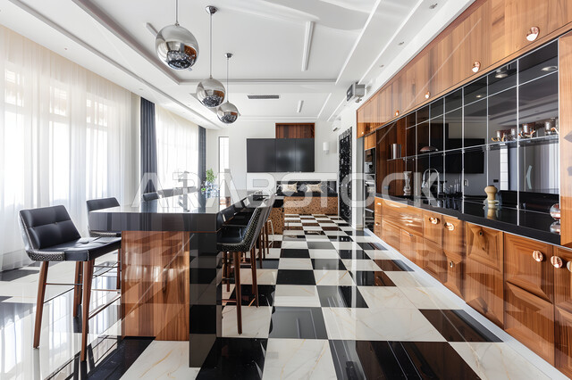 Modern designs for Arab homes, interior decorations for villas and residential apartments in the Kingdom of Saudi Arabia, dining room with sophisticated and luxurious furniture