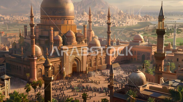 نداء المسلمين لأداء الفرائض والصلوات على وقتها, مفهوم العبادة و التقرب الى الله تعالى ,الفن الهندسي المعماري للمساجد على الطراز الاسلامي، القبب والمآذن المتميزة، الاهتمام في زراعة الاشجار و النباتات الخضراء