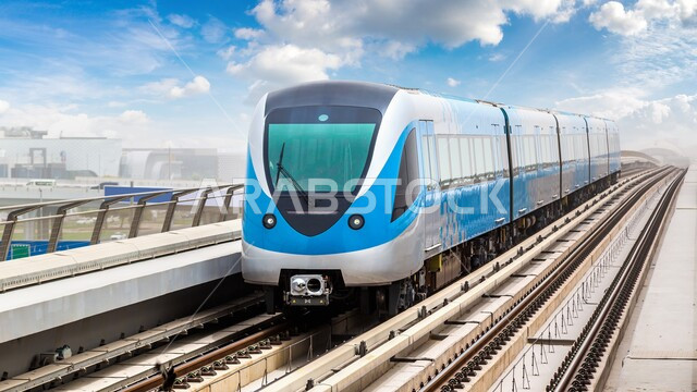  محطات المترو في الامارات العربية المتحدة، الفن الهندسي للطرق والشوارع والسكك الحديدية, صورة مقربة لقطار خط مترو دبي، شبكة سكة حديد للنقل السريع في إمارة دبي