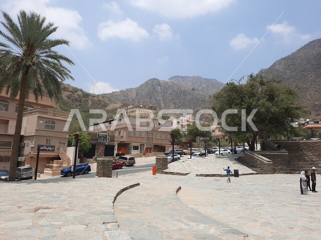معالم و أماكن تراثية سياحية مشهورة، الفن الهندسي المعماري للمباني على الطراز القديم، الاهتمام بزراعة أشجار النخيل، قرية رجال ألمع التاريخية الأثرية بمنطقة عسير