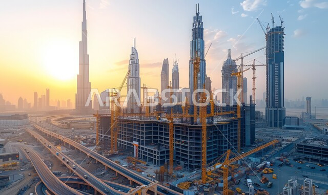 تشييد المباني والمشاريع الضخمة، مفهوم تحسين البنية التحتية للبلاد في إمارة دبي، أعمال البناء والمقاولات والتطوير العقاري، إنشاء الأساسات والهياكل للمشروعات السكنية والمصانع، التطور المعماري والحضاري في الإمارات العربية المتحدة