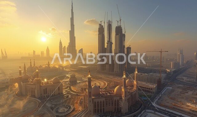التطور المعماري والحضاري في الإمارات العربية المتحدة، تشييد المباني والمشاريع الضخمة، مفهوم تحسين البنية التحتية للبلاد في إمارة دبي، أعمال البناء والمقاولات والتطوير العقاري، إنشاء الأساسات والهياكل للمشروعات السكنية والمصانع