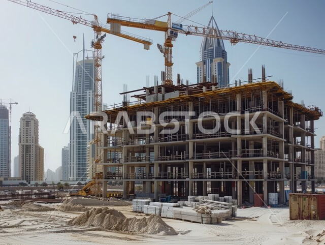 تشييد المباني والمشاريع الضخمة، مفهوم تحسين البنية التحتية للبلاد في إمارة دبي، أعمال البناء والمقاولات والتطوير العقاري، إنشاء الأساسات والهياكل للمشروعات السكنية والمصانع، التطور المعماري والحضاري في الإمارات العربية المتحدة