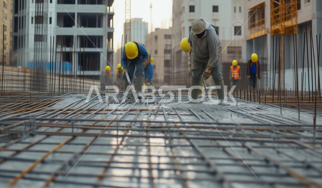 مفهوم تحسين البنية التحتية للبلاد في إمارة دبي، أعمال البناء والمقاولات والتطوير العقاري، إنشاء الأساسات والهياكل للمشروعات السكنية والمصانع، التطور المعماري والحضاري في الإمارات العربية المتحدة، تشييد المباني والمشاريع الضخمة