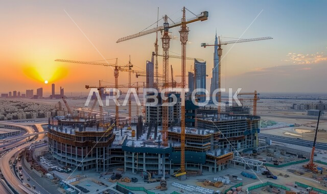 تشييد المباني والمشاريع الضخمة، مفهوم تحسين البنية التحتية للبلاد في إمارة دبي، أعمال البناء والمقاولات والتطوير العقاري، إنشاء الأساسات والهياكل للمشروعات السكنية والمصانع، التطور المعماري والحضاري في الإمارات العربية المتحدة