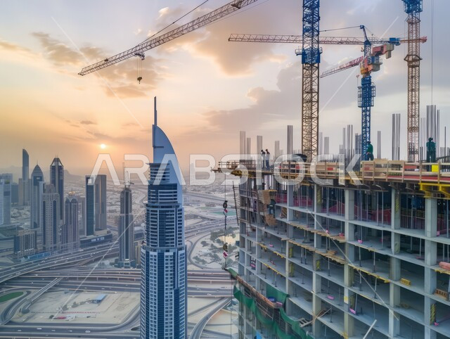 إنشاء الأساسات والهياكل للمشروعات السكنية والمصانع، التطور المعماري والحضاري في الإمارات العربية المتحدة، تشييد المباني والمشاريع الضخمة، مفهوم تحسين البنية التحتية للبلاد في إمارة دبي، أعمال البناء والمقاولات والتطوير العقاري