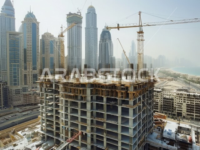 أعمال البناء والمقاولات والتطوير العقاري، إنشاء الأساسات والهياكل للمشروعات السكنية والمصانع، التطور المعماري والحضاري في الإمارات العربية المتحدة، تشييد المباني والمشاريع الضخمة، مفهوم تحسين البنية التحتية للبلاد في إمارة دبي