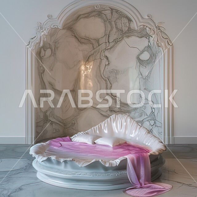 فنون الهندسة والديكور في الفنادق والمنتجعات الفاخرة، سرير ووسائد مريحة على شكل محار اللؤلؤ، تصميم داخلي  وأثاث منزلي راقي وأنيق لغرفة النوم، غرف بتصاميم داخلية عصرية، فلل وشقق سكنية بديكورات ملكية كلاسيكية