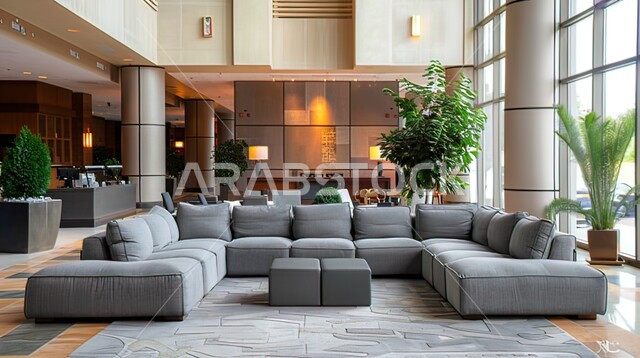 اختيار الألوان المناسبة والتنسيق بين الأثاث والإكسسوارات، لوبي فندق فاخر في المملكة العربية السعودية، استخدام نباتات الزينة والتحف لتزيين الردهة، تصميم داخلي حديث لشقة سكنية، التصاميم والديكورات الداخلية لغرفة معيشة بأثاث منزلي راقي