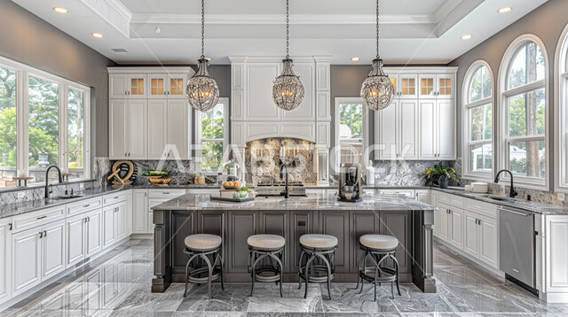 فنون الهندسة المعمارية المتميزة الحديثة، الديكورات المتميزة للمطابخ الفاخرة في المملكة العربية السعودية،  تصاميم عصرية لمطبخ لونه أبيض