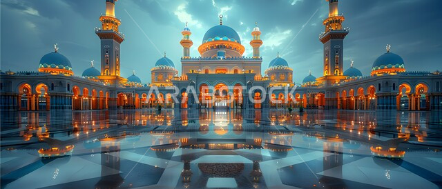 مسجد بديكورات وتصاميم اسلامية على الطراز العصري العريق، الفن الهندسي المعماري للمآذن والقبب، أماكن ومعالم اسلامية دينية مقدسة، العبادة والتقرب الى الله تعالى