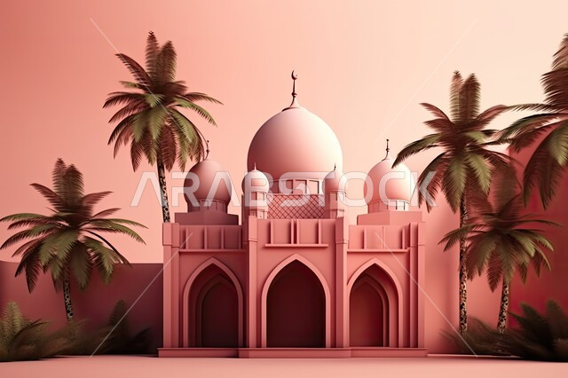 أجواء روحانية إسلامية, التصاميم العصرية على الطراز الحديث لبناء المساجد في المملكة العربية السعودية, المعالم الإسلامية المقدسة، مجسم ثلاثي الابعاد لجامع بزخارف إسلامية, العبادة وىالتقرب الى الله تعالى, مقصد المسلمين لأداء الصلوات