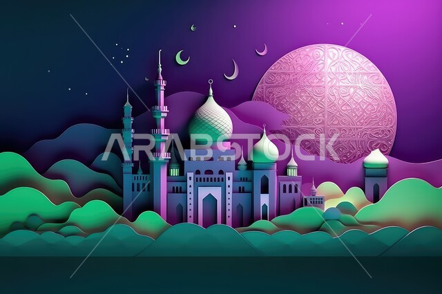 المعالم الإسلامية المقدسة، التصاميم العصرية على الطراز الحديث لبناء المساجد في المملكة العربية السعودية, أجواء روحانية إسلامية, مجسم ثلاثي الابعاد لجامع بزخارف إسلامية, العبادة وىالتقرب الى الله تعالى, مقصد المسلمين لأداء الصلوات