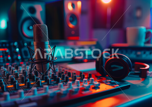 معالجة وتعديل الأصوات المسجلة داخل الاستديو عن طريق برمجيات صوتية من خلال جهاز الحاسوب المخصص، المواهب الفنية الموسيقية والأعمال الإذاعية، معدات وأجهزة تسجيلات الصوت