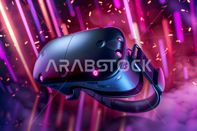 Modern and advanced technical devices, the concept of technical and technological progress, a close-up of 3D virtual reality glasses, modern innovations and the development of artificial intelligence technologies, a Saudi future vision 2030