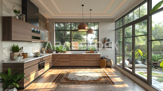 الأضواء والأنوار والأكسسوارات المنزلية، ديكور داخلي راقي لمطبخ أنيق، الفن الهندسي المعماري للفلل والشقق السكنية، التصميم العصري للمطابخ الفاخرة في المملكة العربية السعودية