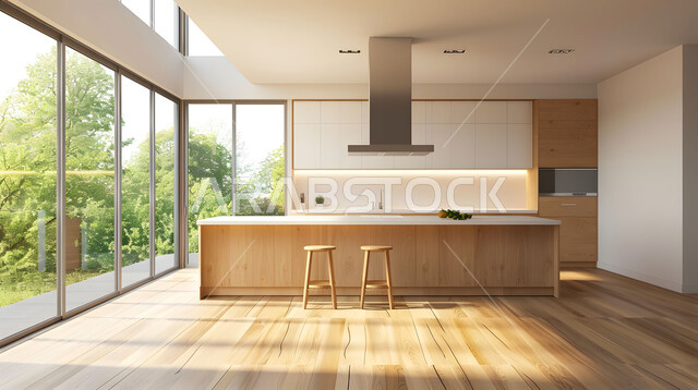 الفن الهندسي المعماري للفلل والشقق السكنية، التصميم العصري للمطابخ الفاخرة في المملكة العربية السعودية، التحف والأكسسوارات المنزلية، ديكور داخلي راقي لمطبخ أنيق