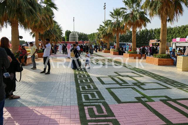 الديكورات والتصاميم في حديقة مدينة ينبع الصناعية، حقول الورود الملونة في مهرجان الزهور والحدائق، وجهه عائلية بيئية ثقافية وترفيهية، الحفاظ على البيئة والتنمية المستدامة، معارض ومهرجانات طبيعية سياحية في المملكة العربية السعودية