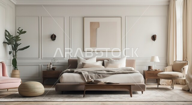 اماكن للاسترخاء والهدوء والابتعاد عن ضغوط الحياة، فنون الهندسة المعمارية والديكور المتطور، غرفة نوم بأثاث أنيق مع واجهه زجاجية كبيرة مطلة على البحر، ديكورات وتصاميم داخلية راقية، شقق وفلل سكنية فاخرة في السعودية، فنادق ومنتجعات حديثة