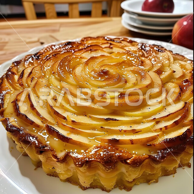 أكلات عربية شرقية، المطاعم والمطابخ في المملكة العربية السعودية ،صورة مقربة لحلا فطيرة التفاح، وصفات الطعام السريعه الشهية، مخبوزات وفطائر طازجة