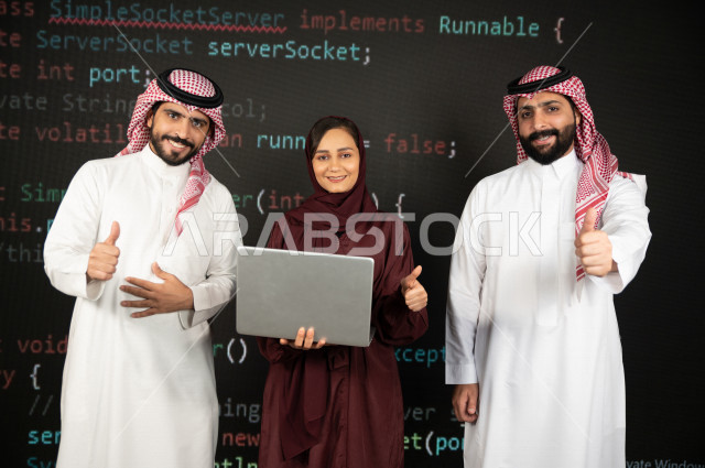 Saudi Gulf workforce working as a web developer, using a variety of programming languages to develop and build websites, technologies and computers, machine learning
