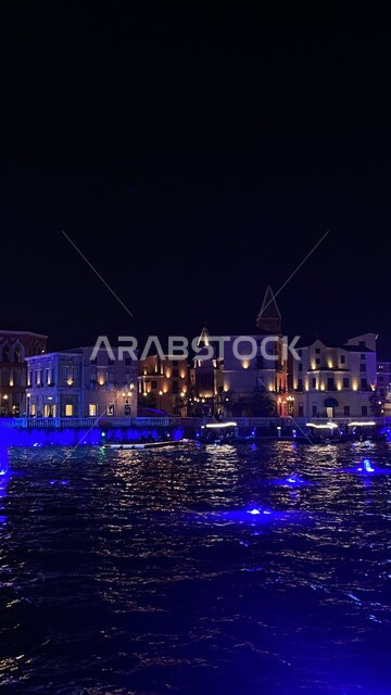 أنشطة وفعاليات موسم الرياض، الاستمتاع بتجارب جديدة وممتعة، التسلية والترفيه في الأماكن السياحية المشهورة، جذب السياح من انحاء العالم، صورة مقربة لبحيرة بوليفارد وورلد في المملكة العربية السعودية