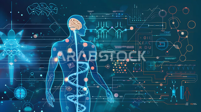 Therapeutic assistance using advanced technology and artificial intelligence, three-dimensional drawings and shapes of the human head and organs using hologram technology, technical and technological progress in the scientific and health fields, the Saudi future vision 2030.