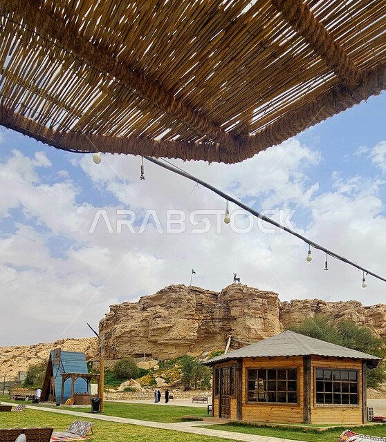 Mountainous natural areas for raising animals in the Kingdom of Saudi Arabia, a wooden hut in the Shu’bah Reserve in the Hotat Bani Tamim area in the city of Riyadh, places for raising and caring for deer, famous recreational tourist attractions