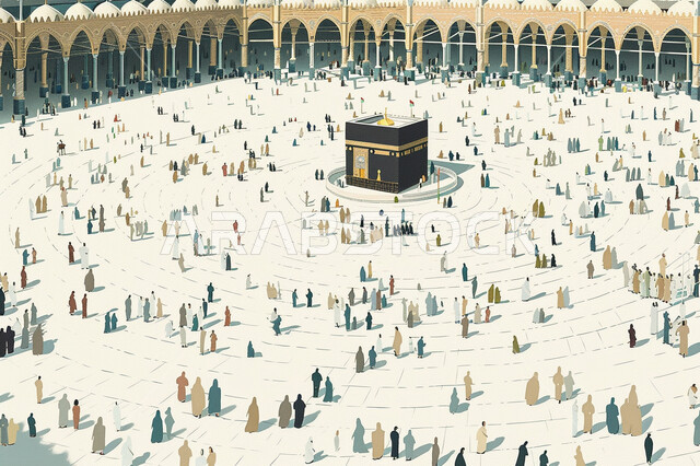  أماكن ومعالم إسلامية دينية مقدسة، الطواف حول الكعبة المشرفة في مكة المكرمة في المملكة العربية السعودية، حجاج بيت الله الحرام في ساحات الحرم المكي الشريف، أداء مناسك الحج والعمرة، العبادة والتقرب الى الله تعالى