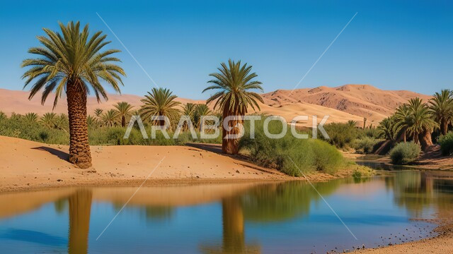 واحات ومزارع أشجار النخيل في الطبيعة الصحراوية حول البحيرات المائية, محاصيل ومنتجات زراعية محلية, المحميات الطبيعية في المملكة العربية السعودية, الهضاب والتلال والكثبان الرملية الناعمة في الصحراء, مناطق رحلات السفاري الترفيهية