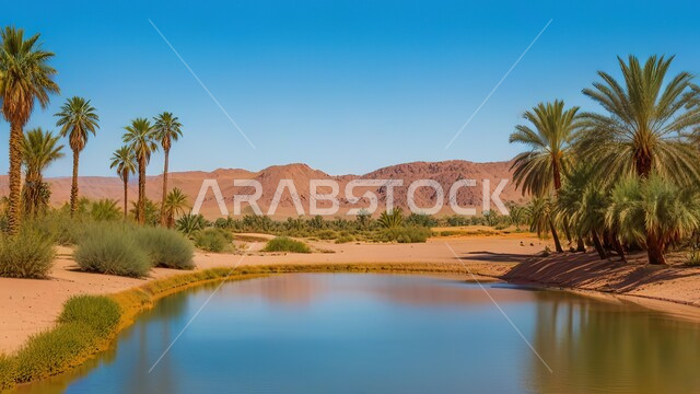  المحميات الطبيعية في المملكة العربية السعودية, محاصيل ومنتجات زراعية محلية, واحات ومزارع أشجار النخيل في الطبيعة الصحراوية حول البحيرات المائية,الهضاب والتلال والكثبان الرملية الناعمة في الصحراء, مناطق رحلات السفاري الترفيهية