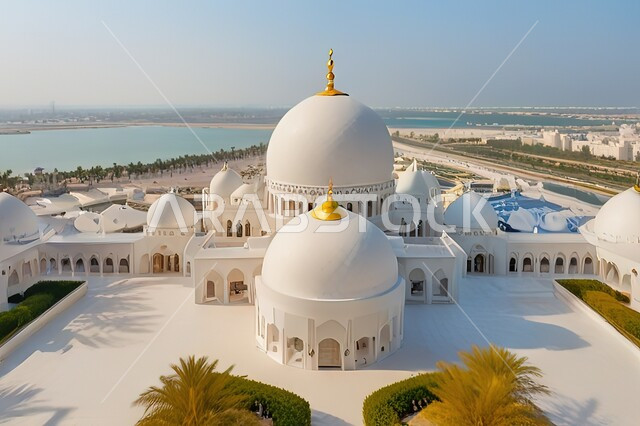 مسجد الشيخ زايد بن سلطان آل نهيان الكبير في إمارة ابو ظبي في النهار، الفن الهندسي المعماري للمساجد على الطراز الإسلامي العربي، الأماكن الدينية الإسلامية في الإمارات العربية المتحدة، العبادة والتقرب الى الله