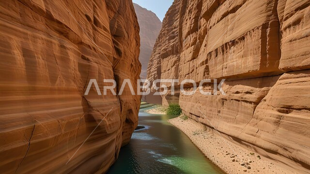 Places for tourist trips and spending fun time, the mountain range, formations and rock formations in Wadi Al-Disah in the Tabuk region, desert nature in the Kingdom of Saudi Arabia, terrain and rock sculpture in archaeological areas