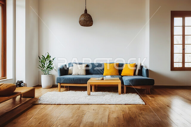 استخدام المفروشات ذو التصاميم العصرية، تصميم داخلي حديث لشقق وفلل سكنية، الديكورات الداخلية لغرفة معيشة بأثاث منزلي راقي، اختيار الألوان المناسبة والتنسيق بين الأثاث والإكسسوارات