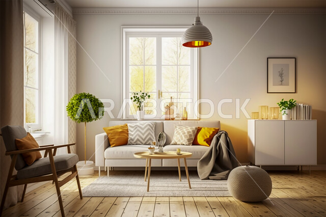 اختيار الألوان المناسبة والتنسيق بين الأثاث والإكسسوارات، استخدام المفروشات ذو التصاميم العصرية، تصميم داخلي حديث لشقق وفلل سكنية، الديكورات الداخلية لغرفة معيشة بأثاث منزلي راقي